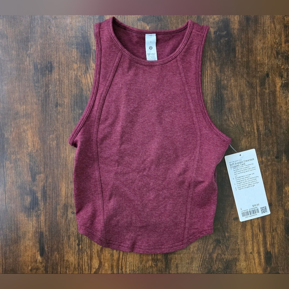 Lululemon Soft Sueded Crewneck Cropped Tank Size 2 New